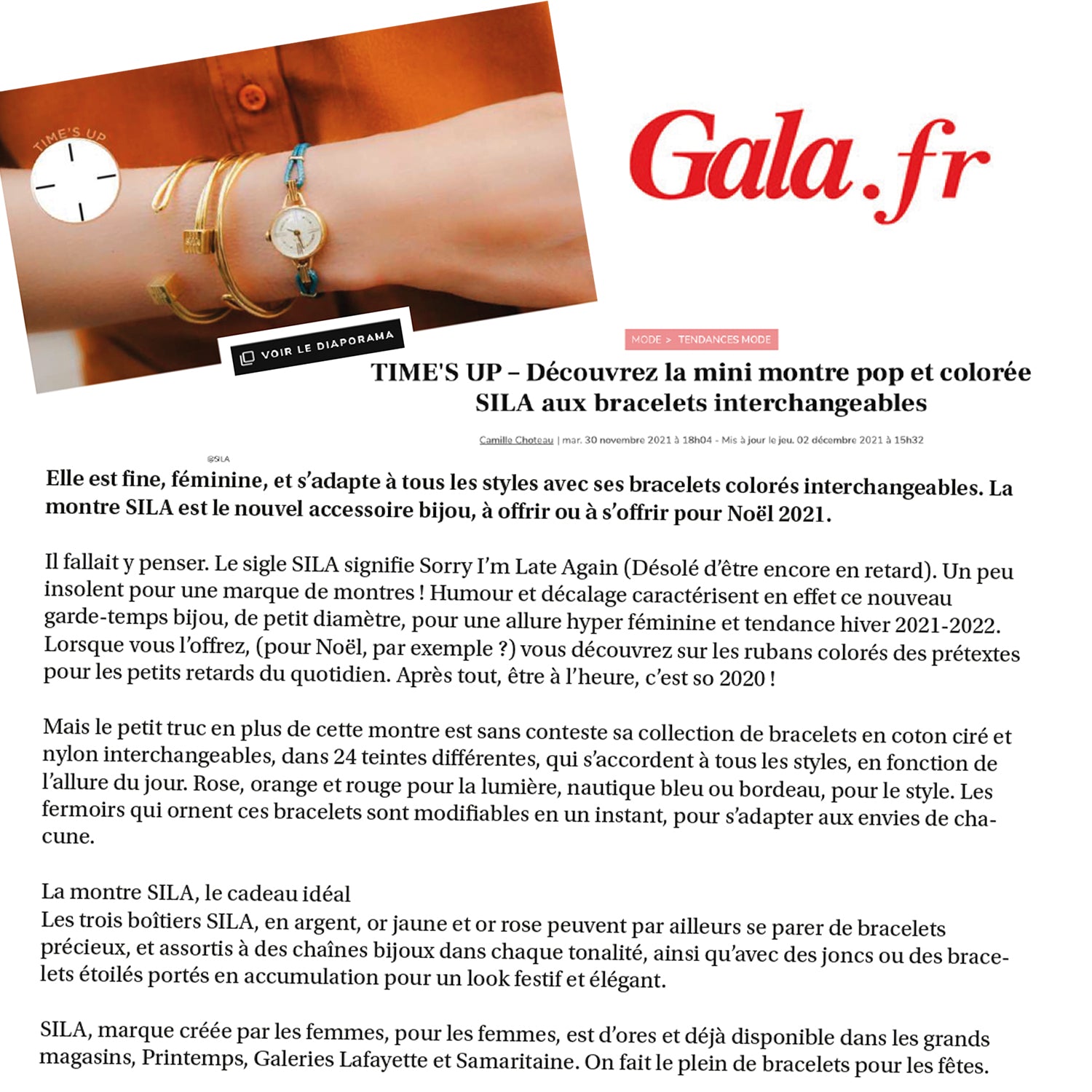 Article de Presse - Gala.fr - Décembre 2021 - Elle est fine, féminine et s'adapte à tous les styles