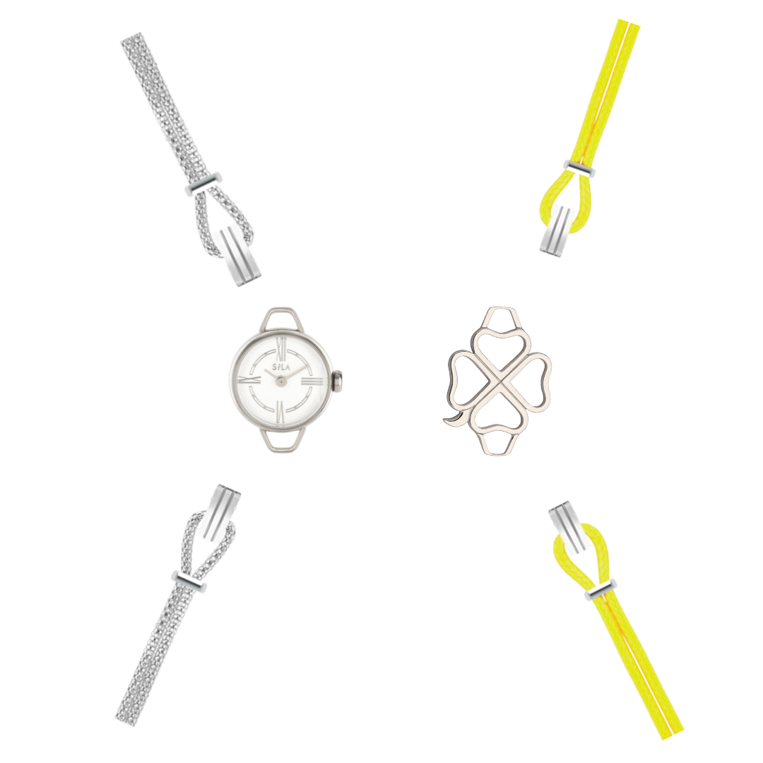 pack acier montre trefle et neon