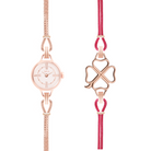 pack montre rose gold trefle et rose indien