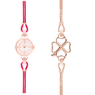 pack montre rose gold trefle et rose indien