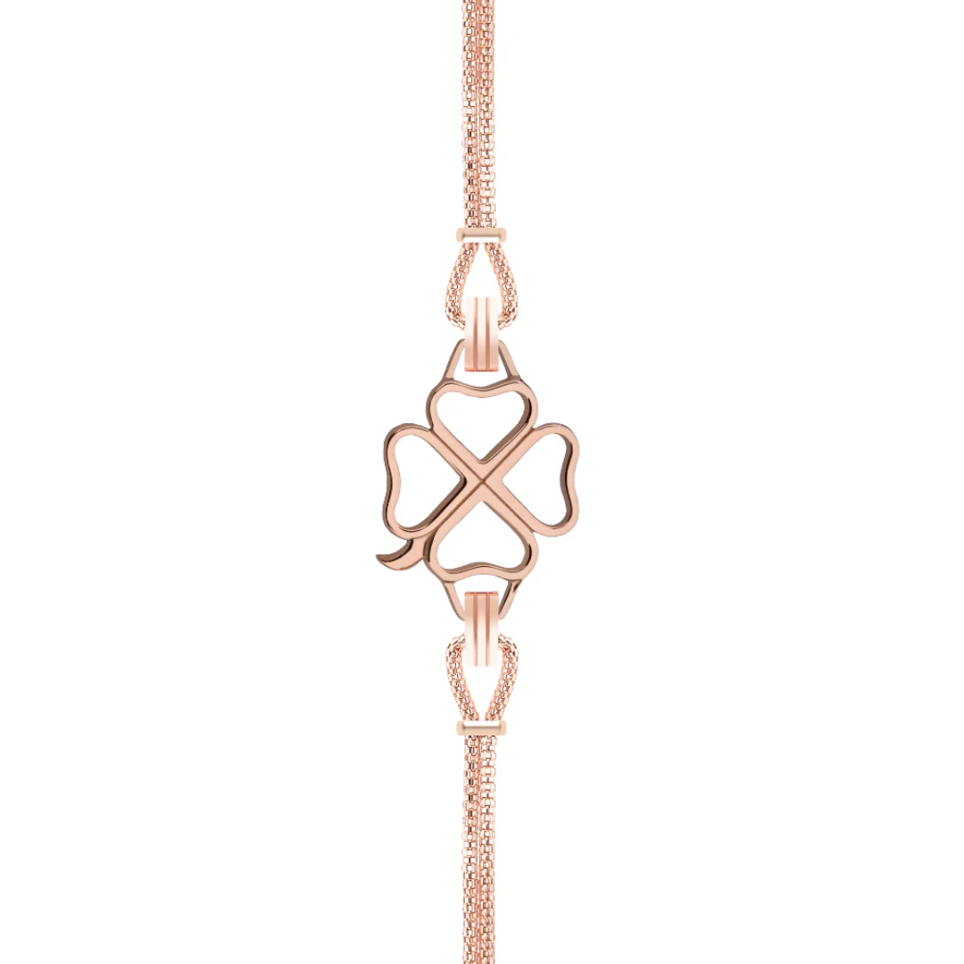 trèfle or rose chaine bijou 2D